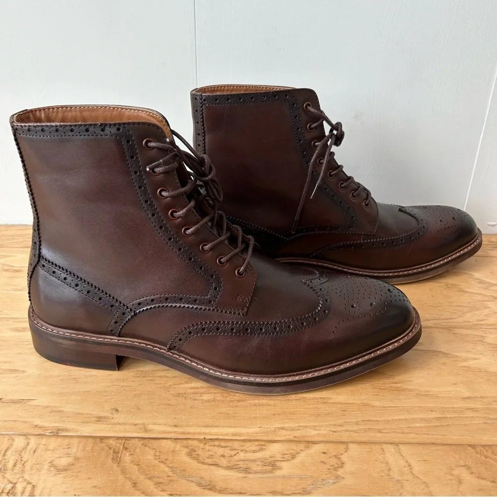 Steve Madden 9.5 D Harith Lace Up Boot Coffee Brown Leather